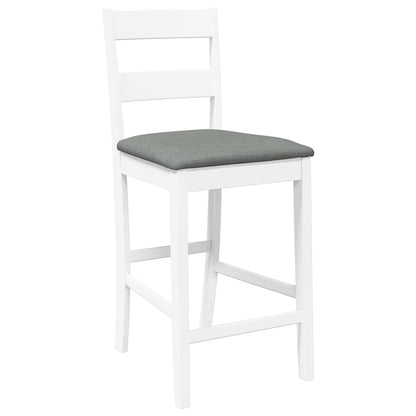 Taburetes De Bar Con Cojines 2 Uds Madera Maciza Blanca Caucho_2