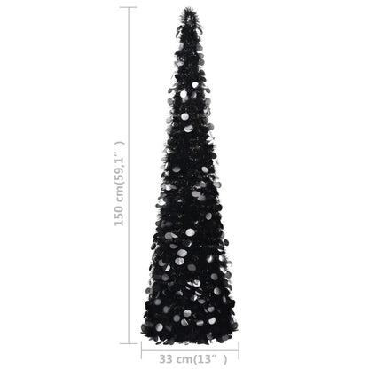 Vidaxl Árbol De Navidad Artificial Emergente Pet Negro 150 Cm_2