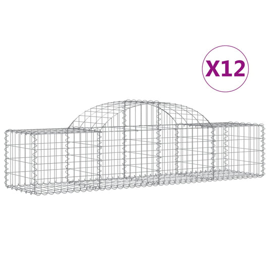 Cestas De Gaviones 12 Uds Forma De Arco Hierro 200x50x40/60 Cm_0