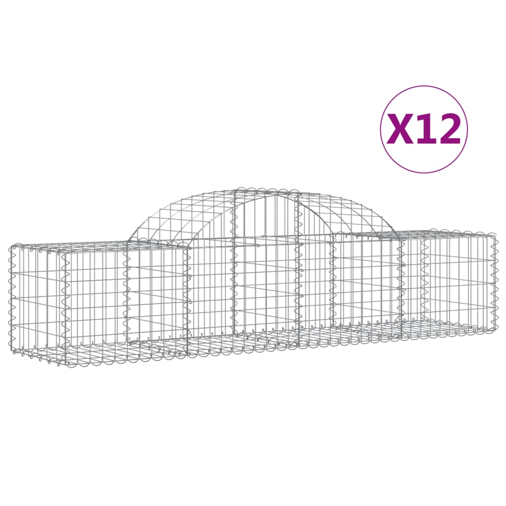 Cestas De Gaviones 12 Uds Forma De Arco Hierro 200x50x40/60 Cm_0