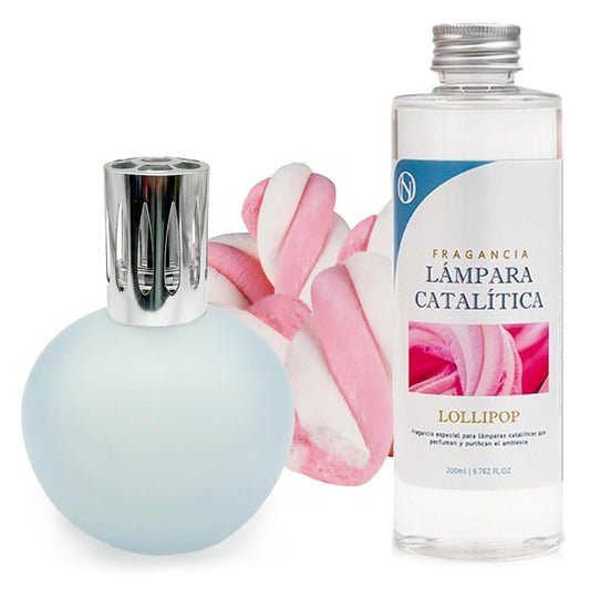 Lámpara Catalítica Azul Grisáceo Mate + Aroma Lollipop 500ml - Elimina Olores, Perfuma Y Mejora La Calidad Del Aire_0