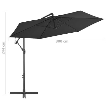Vidaxl Sombrilla Voladiza Con Poste De Aluminio Negra 300 Cm_2
