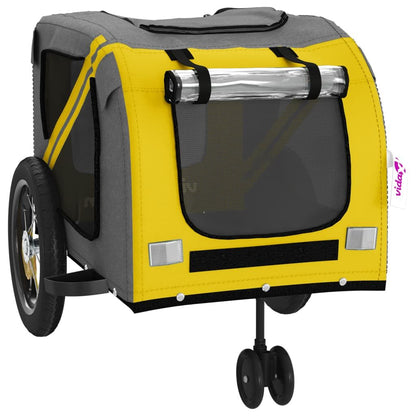 Vidaxl Remolque Bicicleta Mascotas Hierro Tela Oxford Amarillo Negro_4