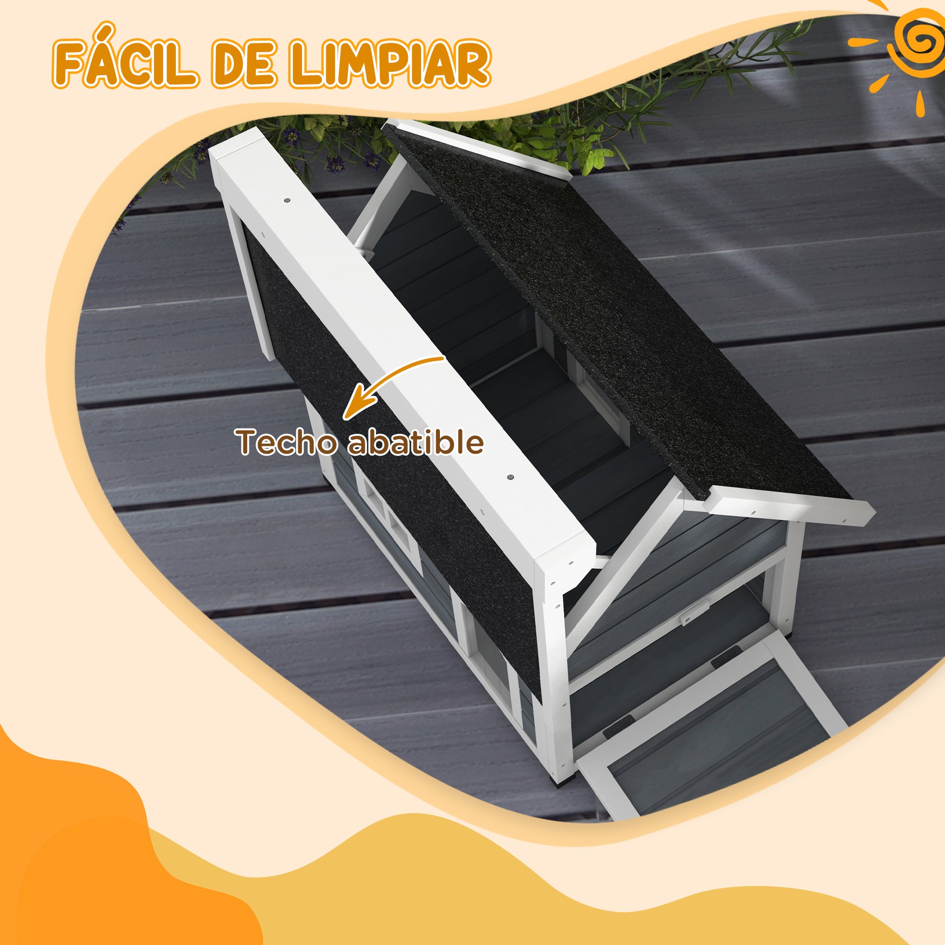Pawhut Casa Para Gatos De Madera Con Techo Asfáltico Abatible Ventana Y Puertas_4