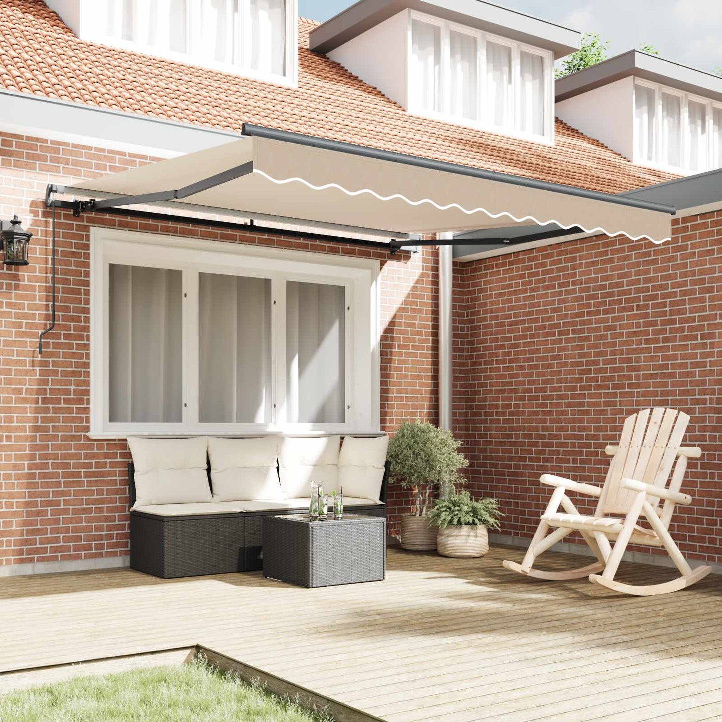 Toldo Retráctil Beige 300 X 250 Cm Poliéster Y Aluminio_2