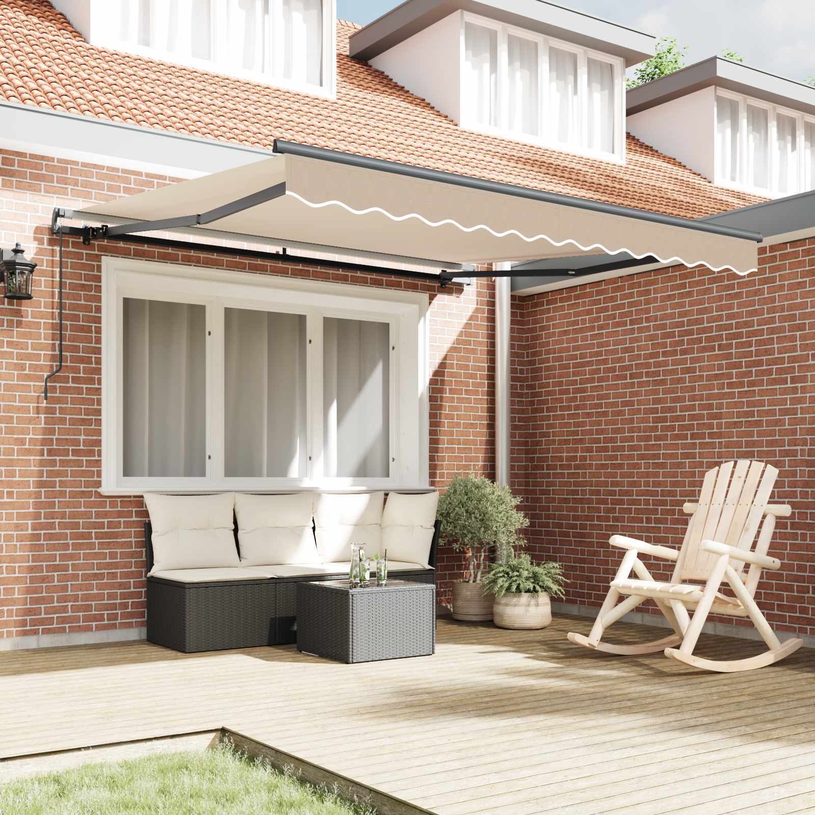 Toldo Retráctil Beige 300 X 250 Cm Poliéster Y Aluminio_2