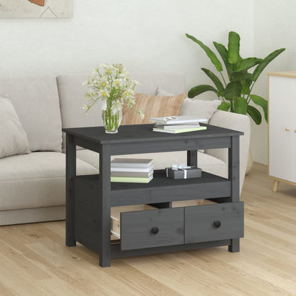 Mesa De Centro De Madera Maciza De Pino Gris 71x49x55 Cm_2