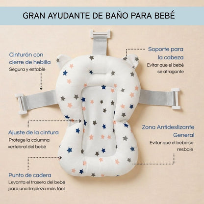 Bathby Cojín De Baño Antideslizante Con Estampado De Estrellas Para Bebés, Cómodo Y Seguro_4