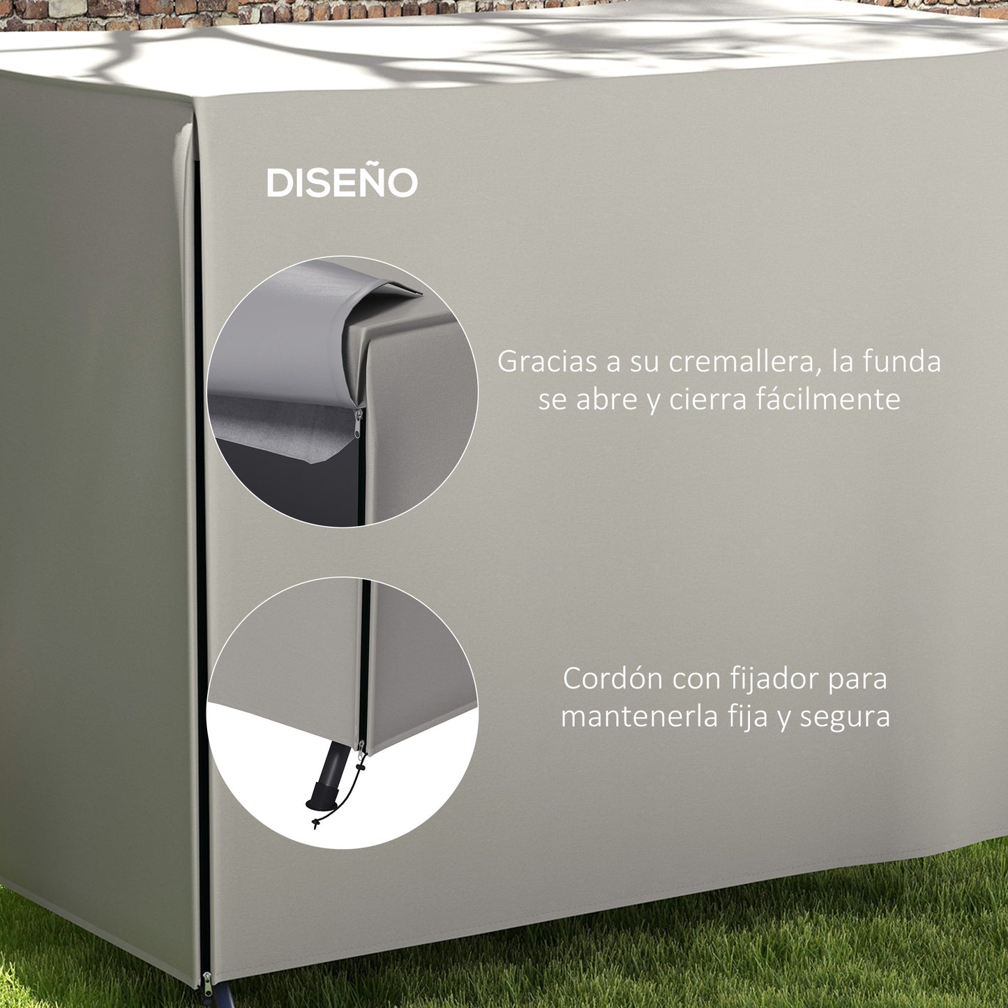 Outsunny Funda Balancín Jardín Con 2 Cremalleras 205x124x164 Cm Gris Claro_5