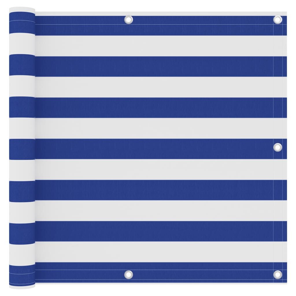 Vidaxl Toldo Para Balcón Tela Oxford Blanco Y Azul 90x600 Cm_0
