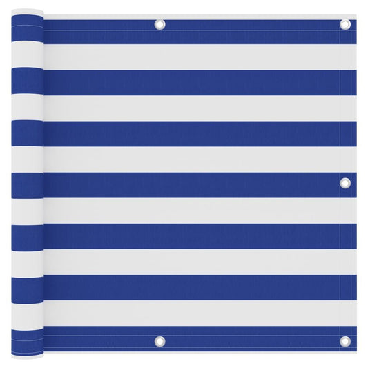 Vidaxl Toldo Para Balcón Tela Oxford Blanco Y Azul 90x600 Cm_0