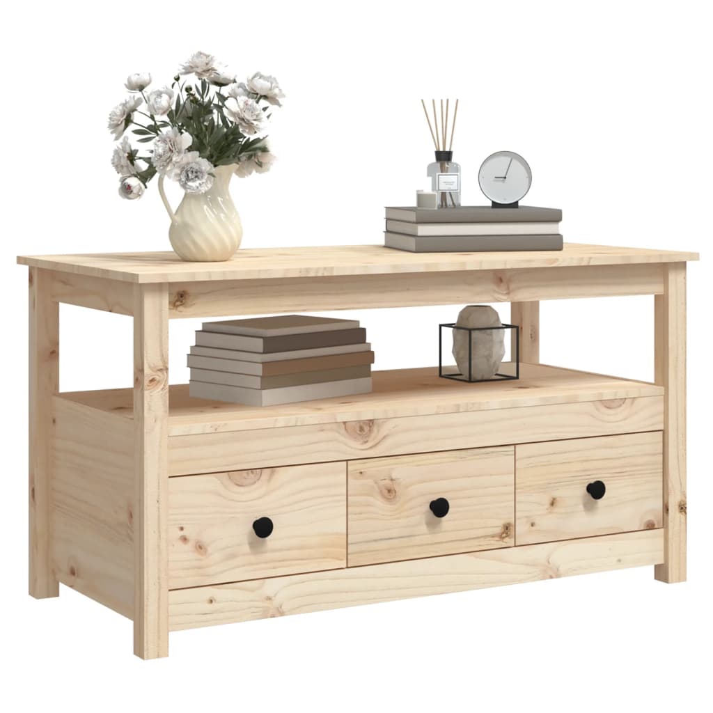 Mesa De Centro De Madera Maciza De Pino 102x49x55 Cm_2