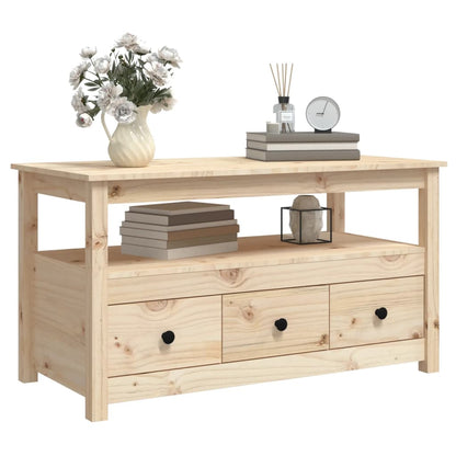 Mesa De Centro De Madera Maciza De Pino 102x49x55 Cm_2