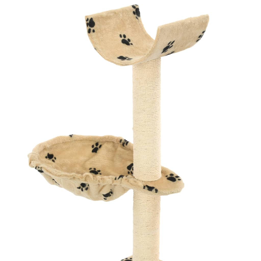 Vidaxl Rascador Para Gatos Poste De Sisal 105 Cm Huellas Beige_3
