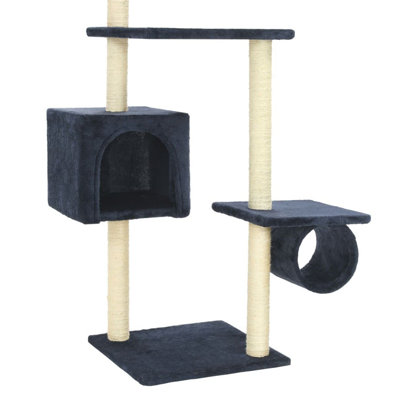 Vidaxl Rascador Para Gatos Con Postes De Sisal Azul Oscuro 260 Cm_5
