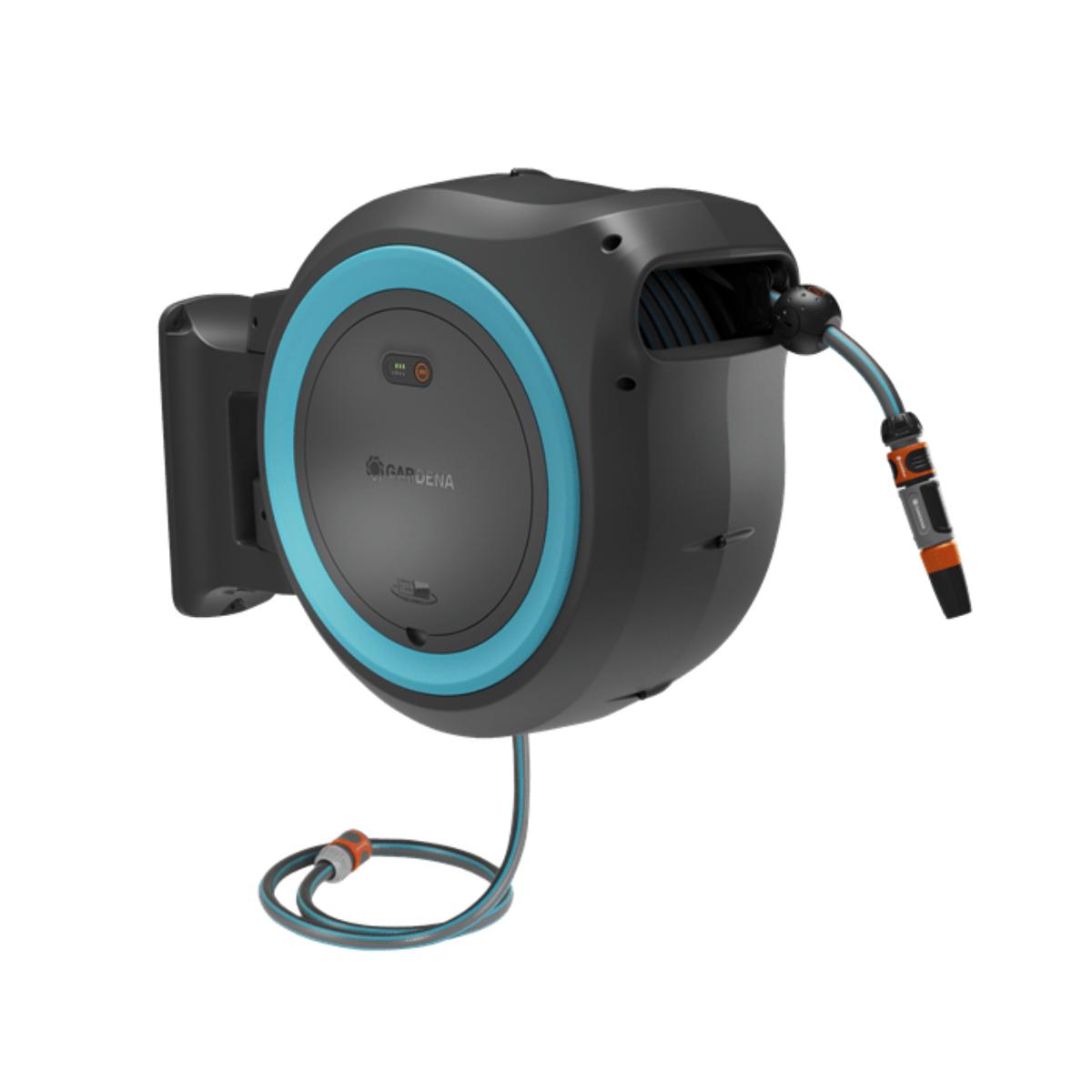 Portamanguera de pared a batería PowerRoll XL 35 m Gardena