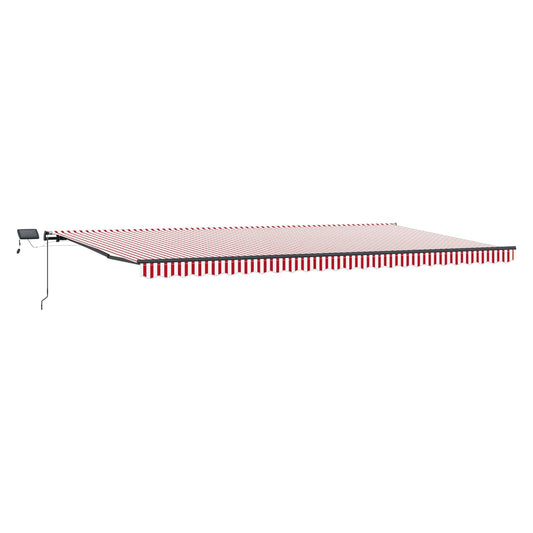 Toldo Retráctil Rojo Y Blanco 600 X 350 Cm Tela Y Aluminio_0
