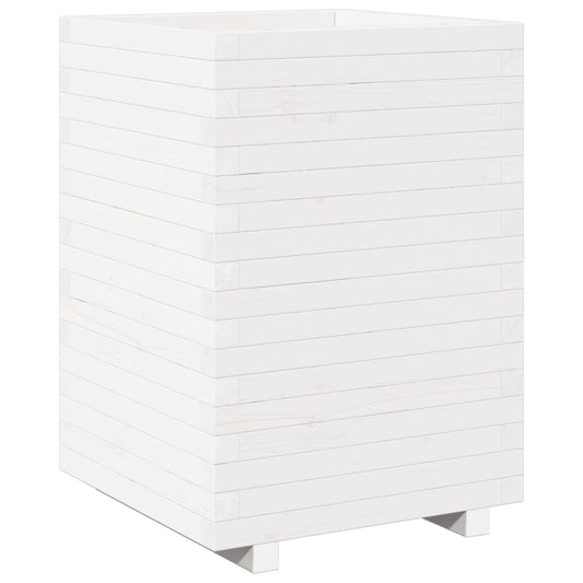 Jardinera Madera Maciza De Pino Blanco 50x50x72,5 Cm_0