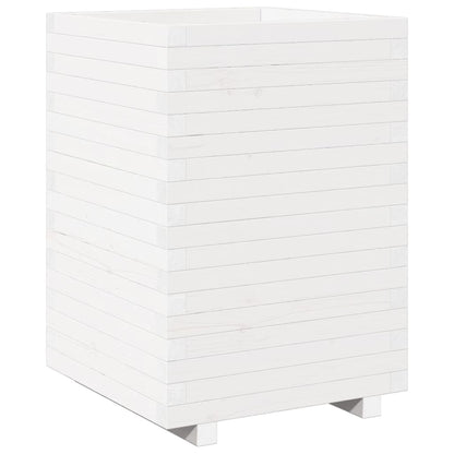 Jardinera Madera Maciza De Pino Blanco 50x50x72,5 Cm_0
