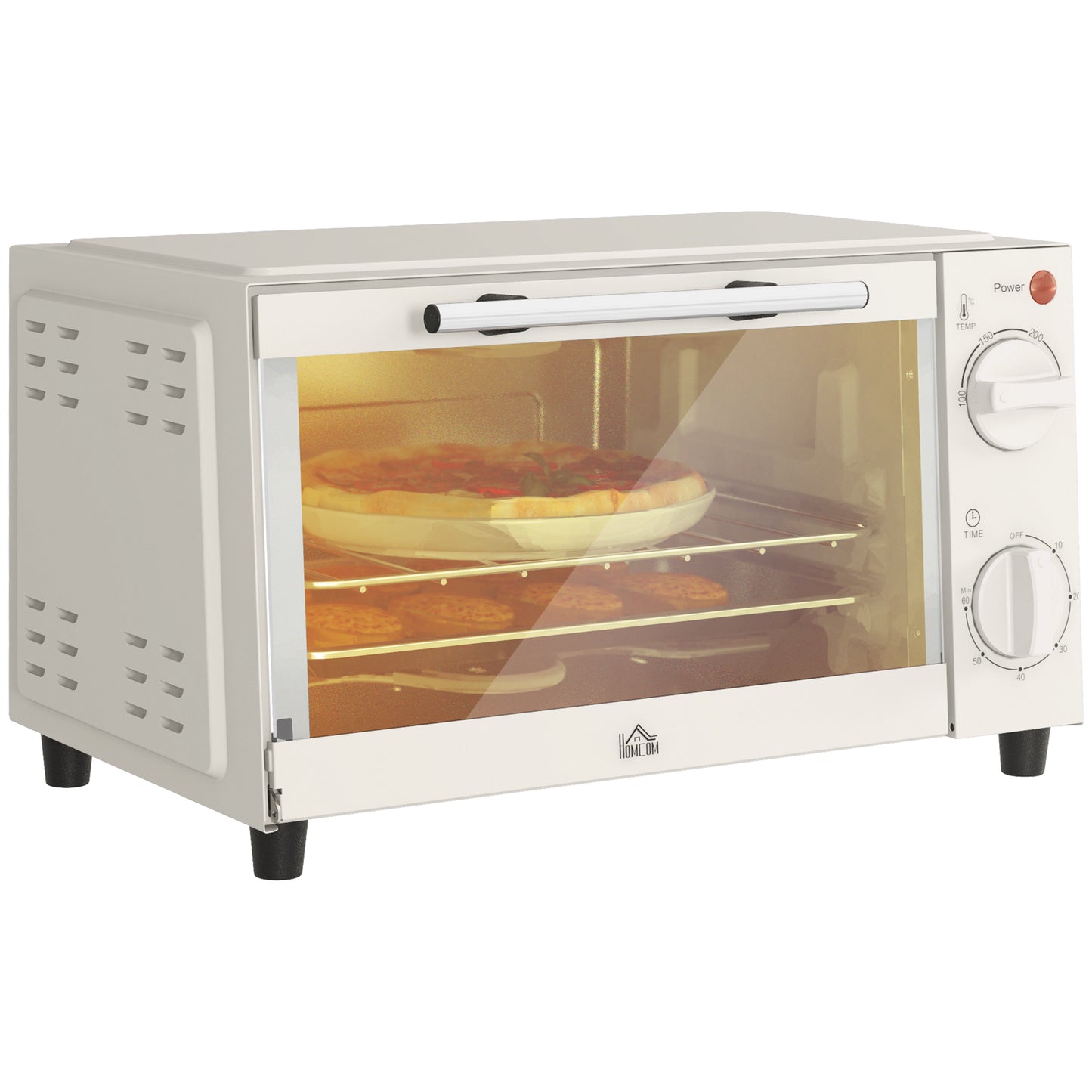 Homcom Mini Horno Eléctrico 9l 50w Con Temperatura Ajustable Temporizador Crema_0