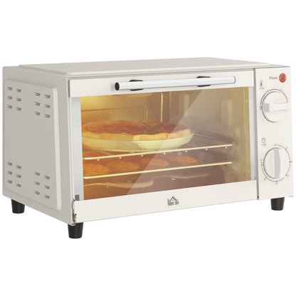 Homcom Mini Horno Eléctrico 9l 50w Con Temperatura Ajustable Temporizador Crema_0