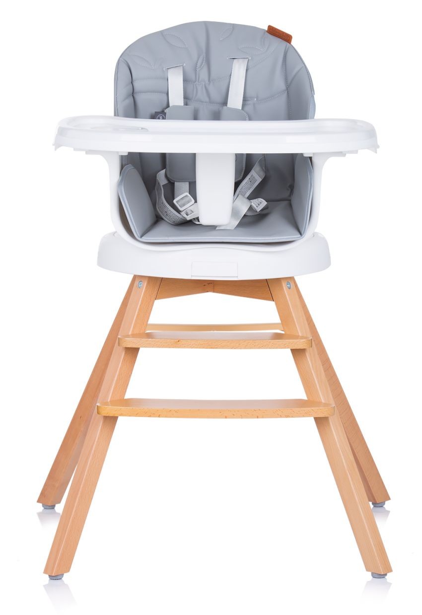 Trona Evolutiva 3 En 1 Con Patas De Madera Y Asiento De Polipiel Giratorio Rotto Platinum_1
