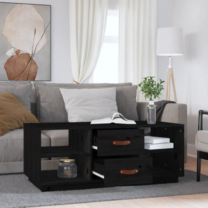 Mesa De Centro De Madera Maciza De Pino Negro 100x50x41 Cm_1