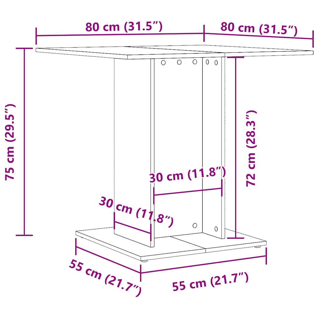 Mesa De Comedor De Madera Contrachapada Gris 80x80x75 Cm_4