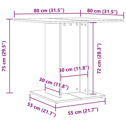 Mesa De Comedor Madera Contrachapada Blanco Roble 80x80x75 Cm_4