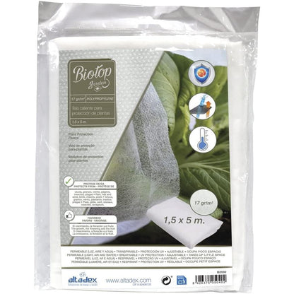 Tela protección de cultivos antiheladas Biotop 1.5 x 5 m 17 gr/m²
