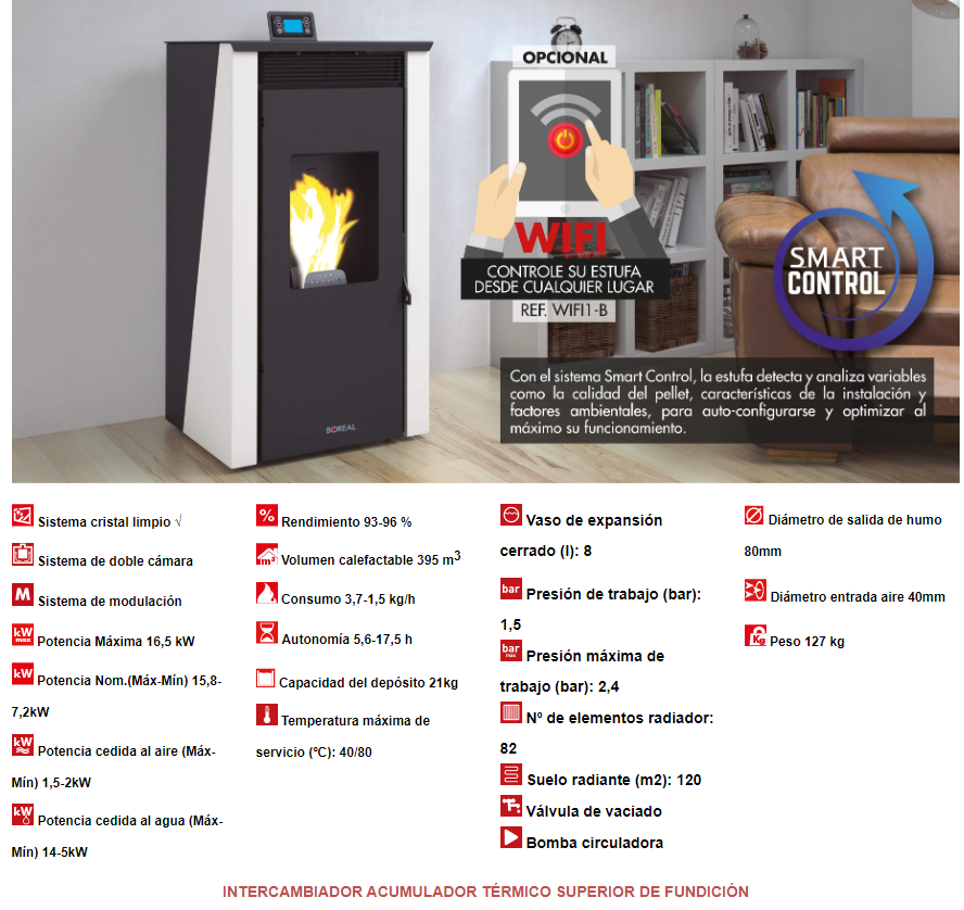 Bricosol Termoestufa De Pellet Boreal 16 Kw Burdeos_1