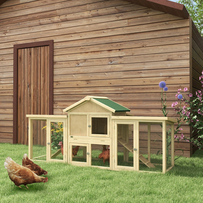 Pawhut Gallinero Grande De Madera 204x85x93 Cm Con Nido Rampa Natural_1