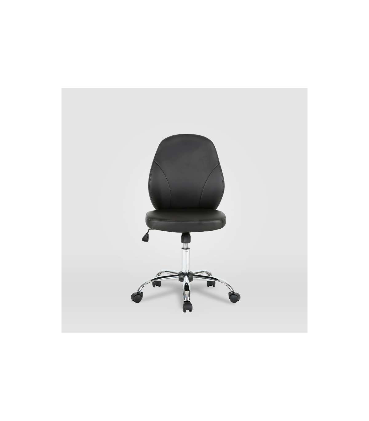 Silla De Oficina Estela En Piel Sintética Negra. Alto: 90.5-100.5cm Ancho: 45, Fondo: 56._0