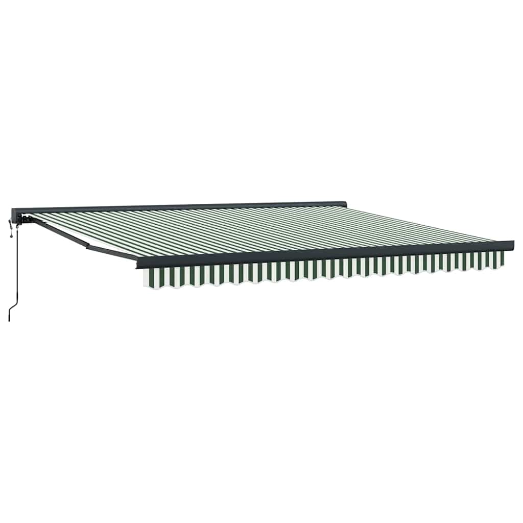 Toldo Retráctil Verde Y Blanco 400 X 300 X 165 Cm Tela Y Metal_0