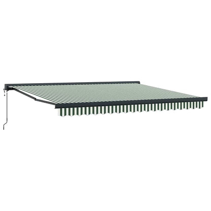 Toldo Retráctil Verde Y Blanco 400 X 300 X 165 Cm Tela Y Metal_0