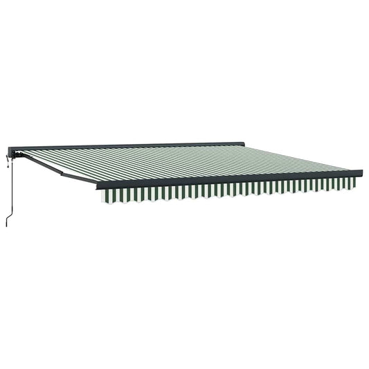 Toldo Retráctil Verde Y Blanco 400 X 300 X 165 Cm Tela Y Metal_0