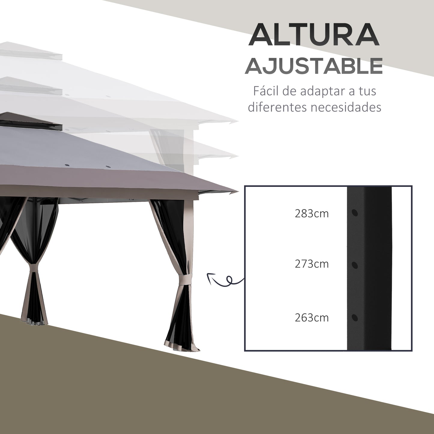 Outsunny Carpa Plegable Pop-up 4x4x2,8 M Altura Ajustable Protección Uv50+_5