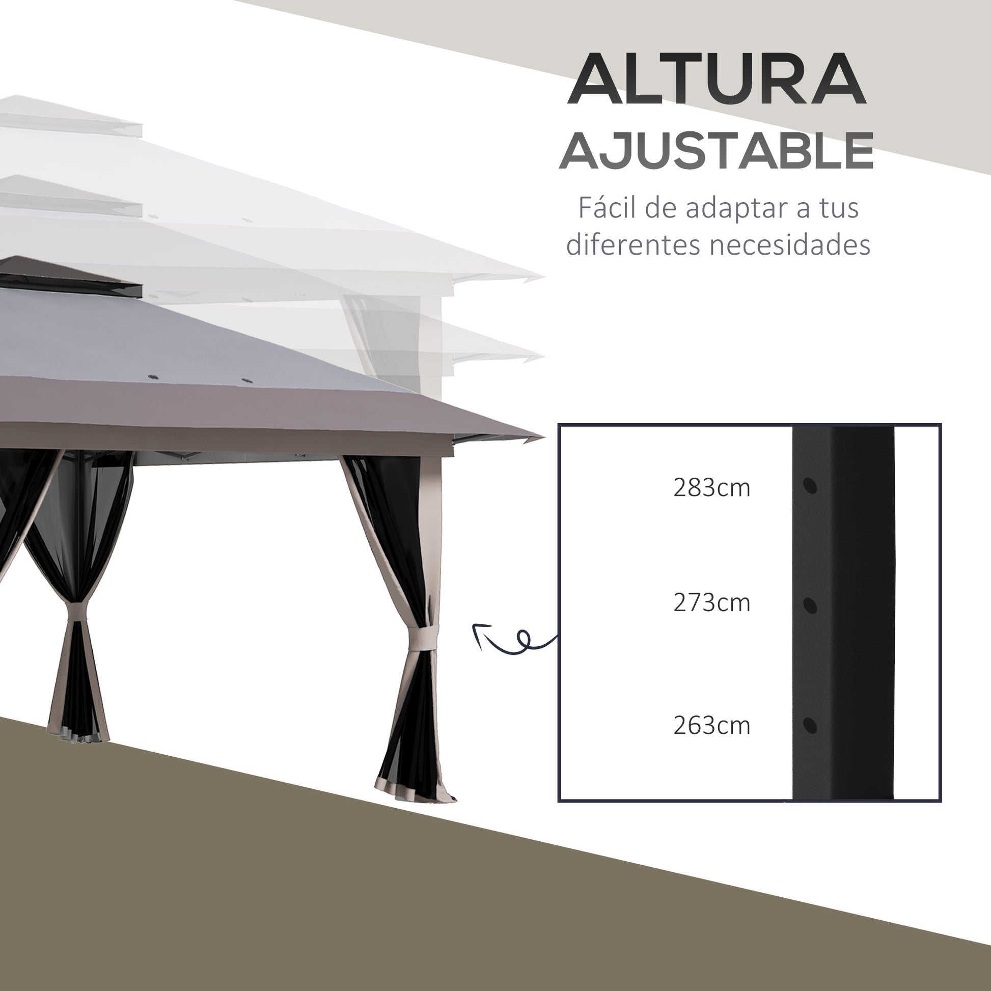 Outsunny Carpa Plegable Pop-up 4x4x2,8 M Altura Ajustable Protección Uv50+_5