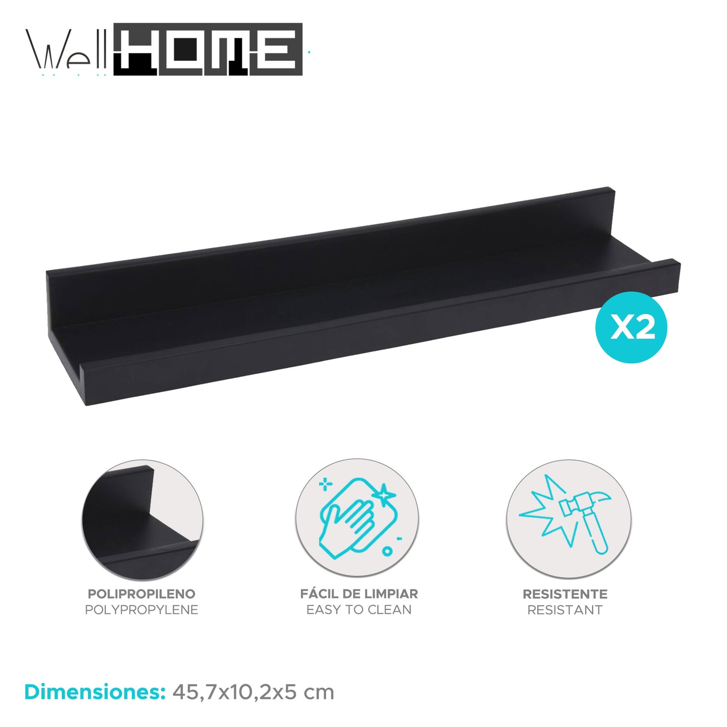 Well Home Set De 2 Estantes De Exhibición 45,7x10,2x5cm