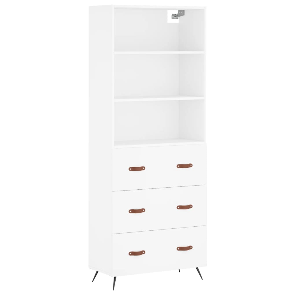 Aparador Alto Madera Contrachapada Blanco 69,5x34x180 Cm_1