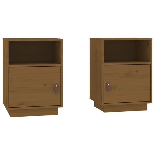 Mesitas De Noche 2 Uds Madera De Pino Marrón Miel 40x34x55 Cm_0