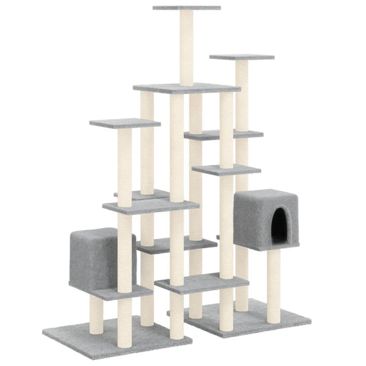 Vidaxl Rascador Para Gatos Con Postes De Sisal Gris Claro 145 Cm_0