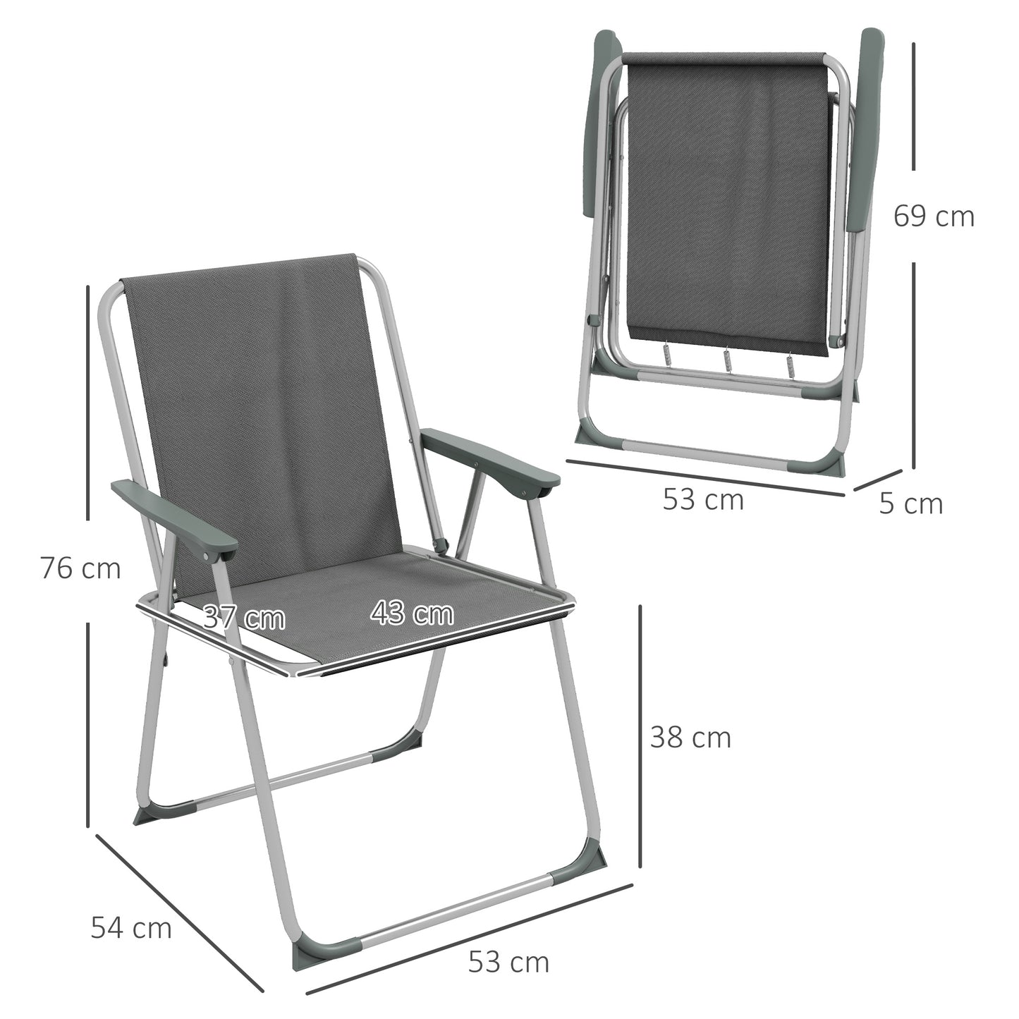 Outsunny Conjunto De 4 Sillas De Camping Plegables Con Reposabrazos Para Jardín_2