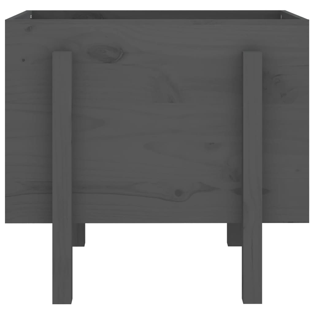 Jardinera De Madera Maciza De Pino Gris 62x50x57 Cm_3