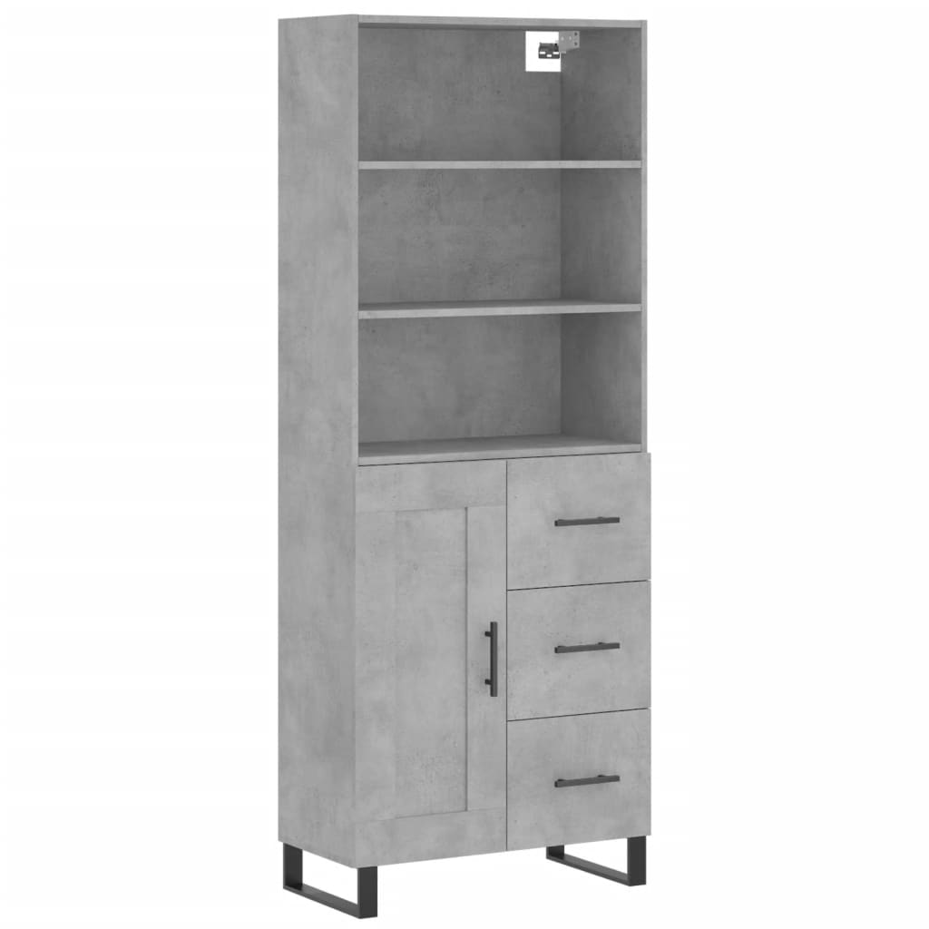 Aparador Alto Madera Contrachapada Gris Hormigón 69,5x34x180 Cm_1
