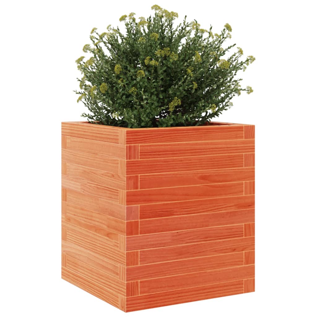 Jardinera De Madera Maciza Pino Marrón Cera 40x40x46 Cm_3