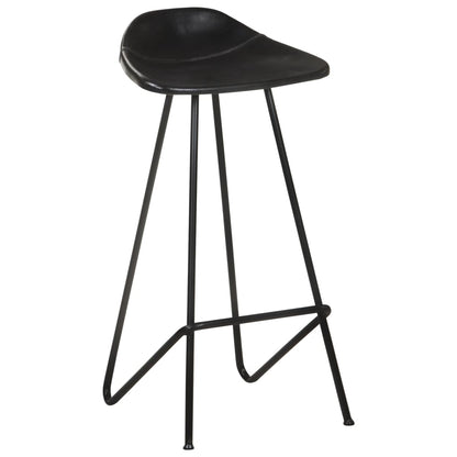 Taburetes De Cocina 2 Unidades Cuero Auténtico Negro_0