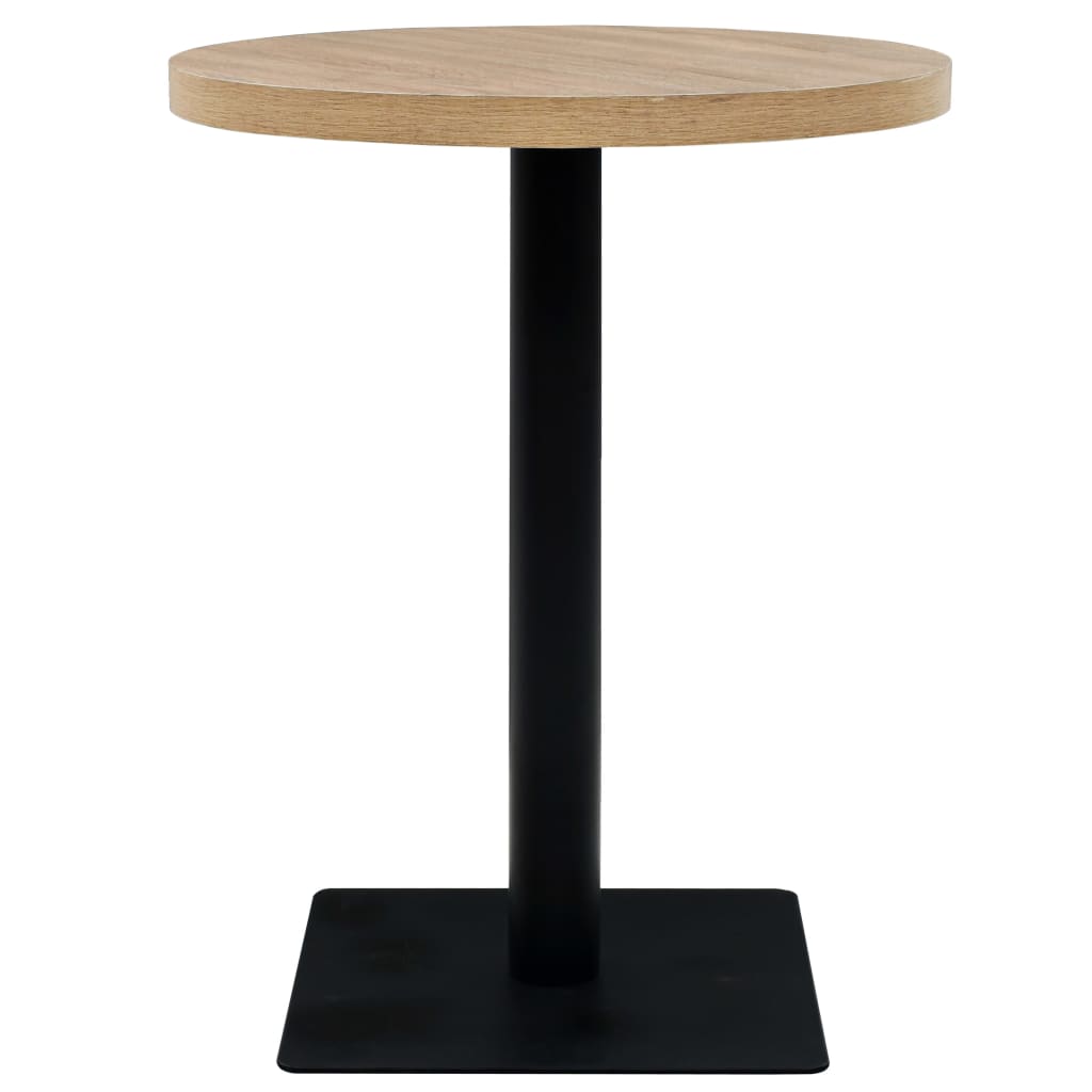 Mesa De Bar Bistró Mdf Y Acero Redonda 60x75 Cm Color Roble_1