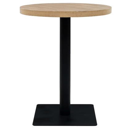 Mesa De Bar Bistró Mdf Y Acero Redonda 60x75 Cm Color Roble_1