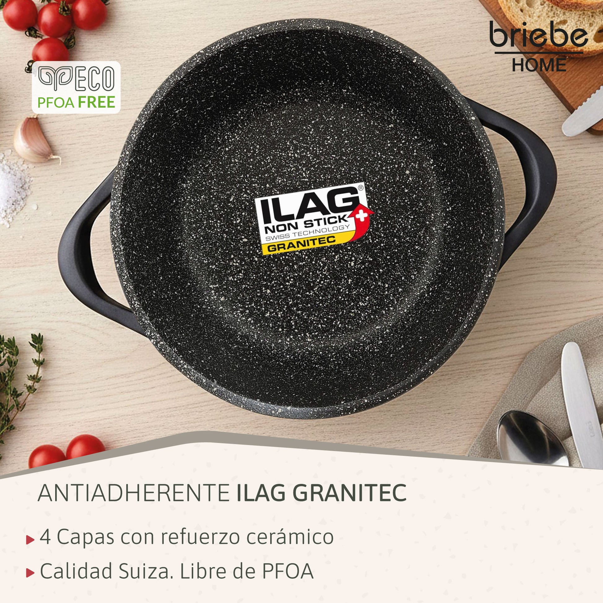 Briebe Batería De Cocina Inducción 8 Piezas Aluminio Fundido 4 Ollas Con Tapa De Cristal Antiadherente, Mgk12s, Negro_4